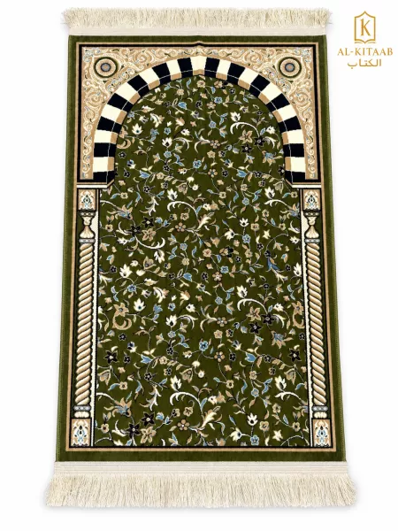 Tapis de prière Médine Haramain, version vert et blanc