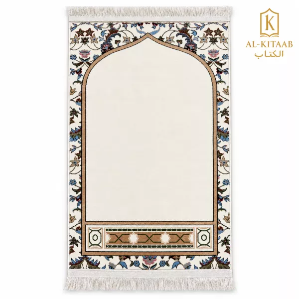 Tapis de prière Médine ivoire à motifs floraux – Mada
