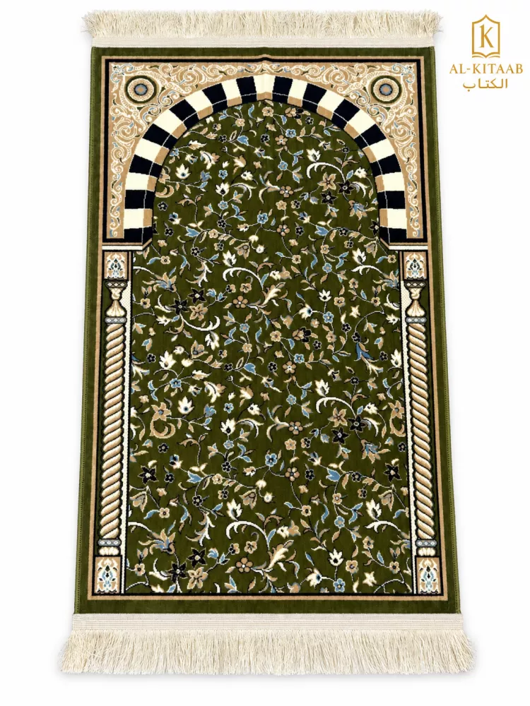 Tapis de prière Médine Haramain, version vert et blanc